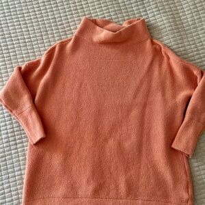 Free People Cowl Neck Sweater in Warm Orange
